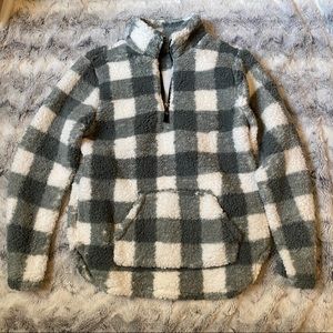 Grey and white fuzzy jacket